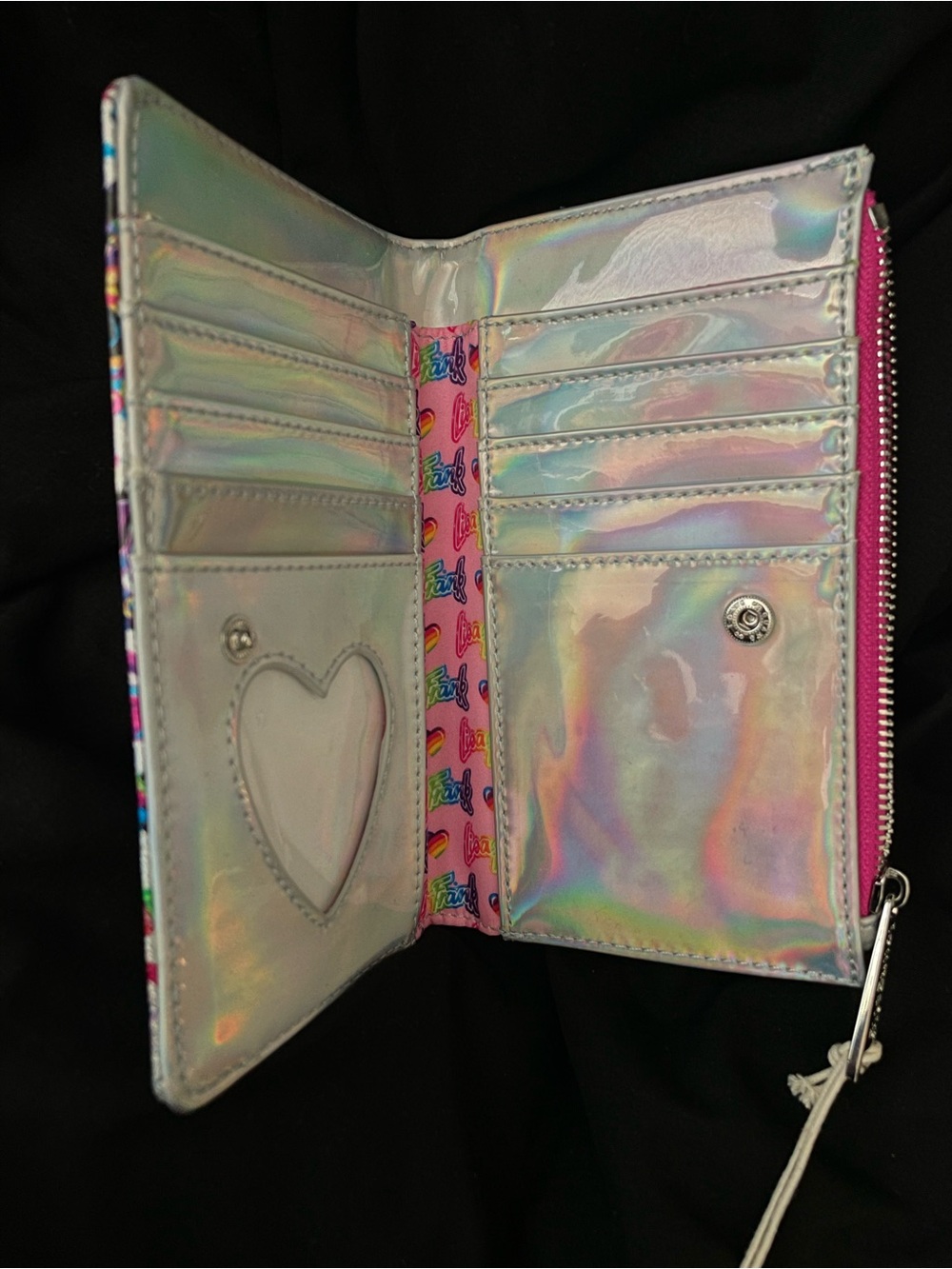 Loungefly Lisa Frank Silver Holographic Zip Clutch - Picture 3 of 6